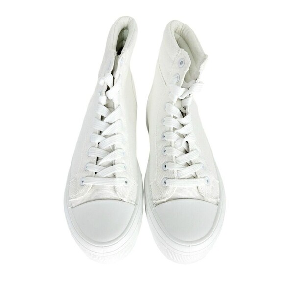 Platform High-Top Skate Sneaker White Canvas Lace-up Women's Size 9 NEW Shein - Picture 12 of 15